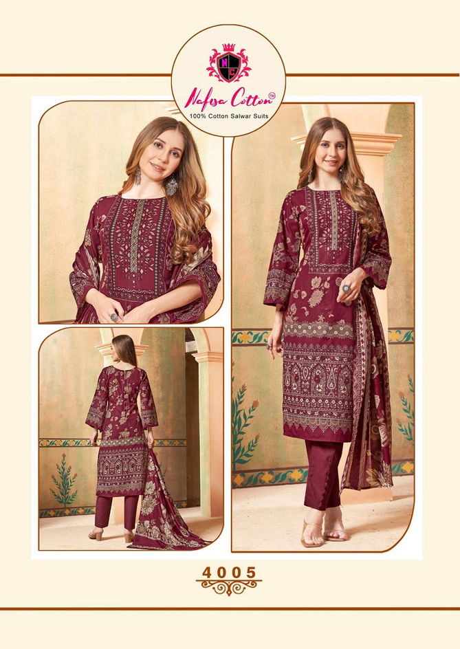 Esra Vol 4 By Nafisa Karachi Cotton Dress Material Wholesale Price In Surat
